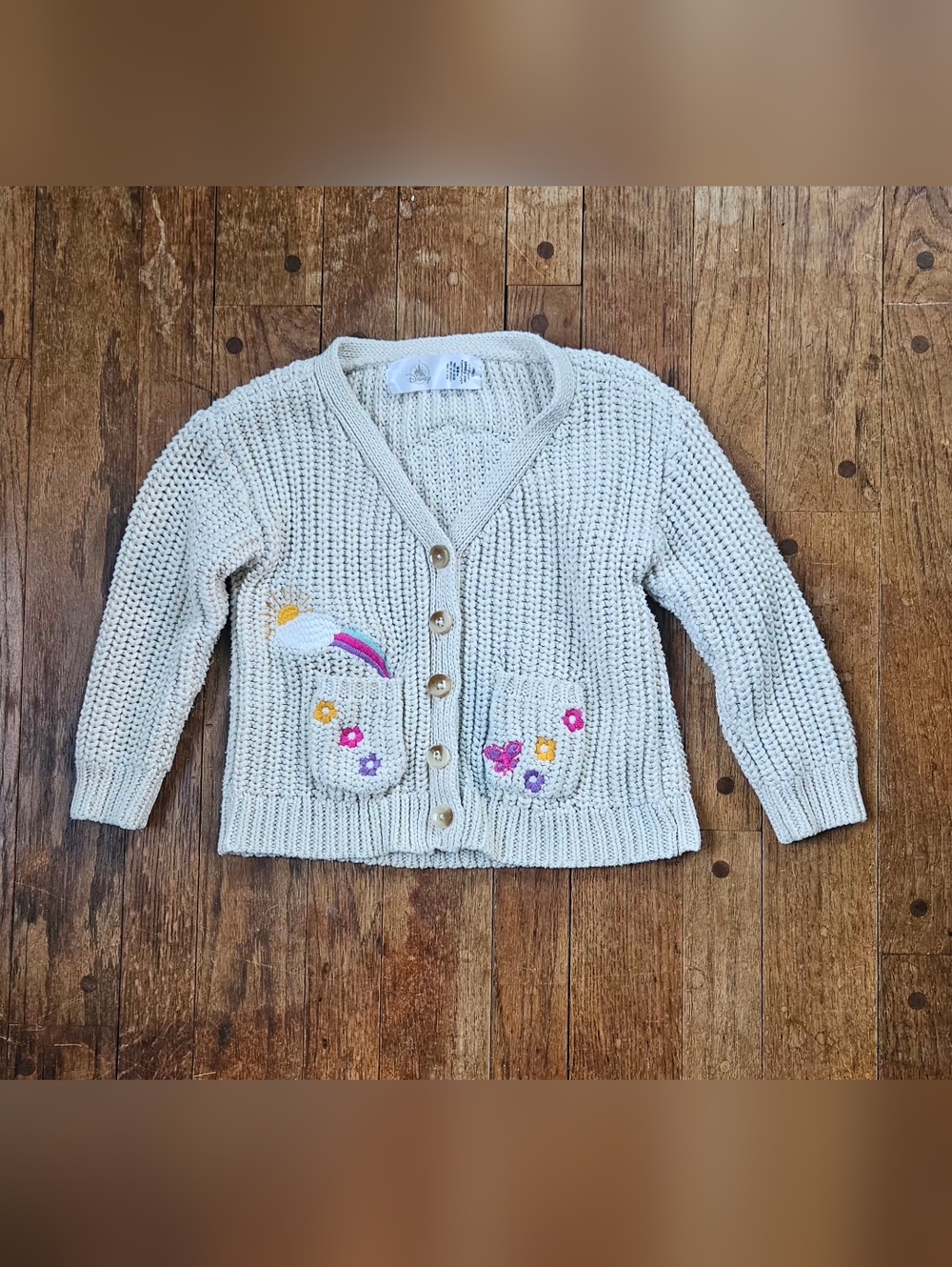 Girls Disney Encanto Cardigan Sweater Button-Up Knit Embroidered Size 3T
